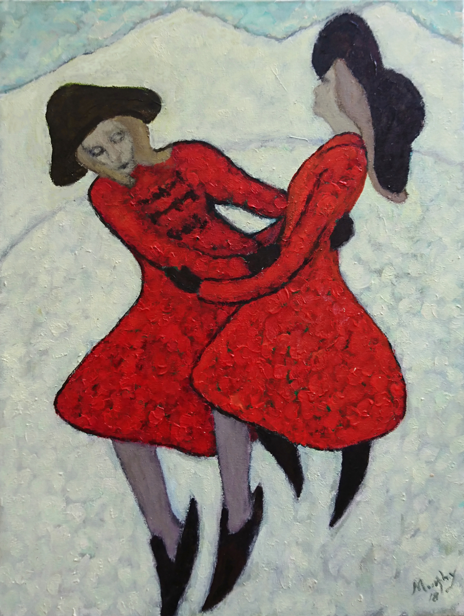 Eleanor and Molly on Hard Water 65 x 50cm oil on canvas - web