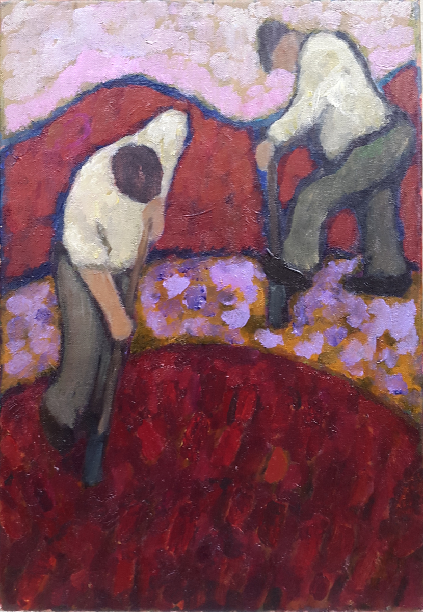 The Turfcutters 55 x 38 cm oil on canvas - web